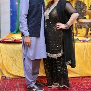 Black kameez with gharara pants